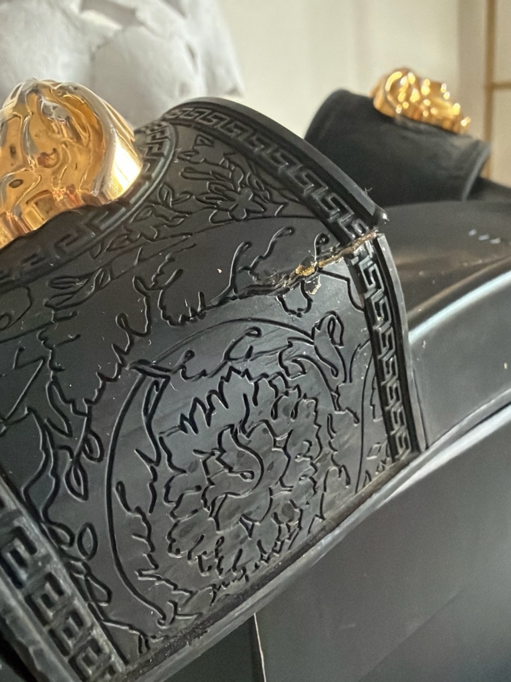 VERSACE Black Slides with Gold Medusa Emblem - Picture 9 of 9